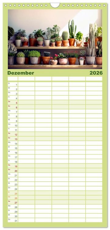 Produktbild: Familienplaner 2026 - Kaktuszauberland mit 5 Spalten (Wandkalender, 21 x 45 cm) CALVENDO