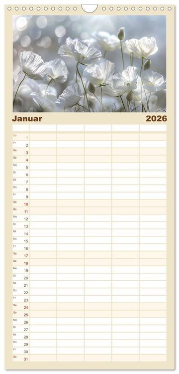Produktbild: Familienplaner 2026 - Bezaubernde Mohnblumen mit 5 Spalten (Wandkalender, 21 x 45 cm) CALVENDO