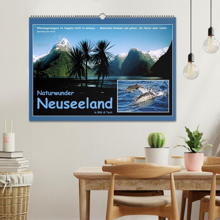 Produktbild: Naturwunder Neuseeland - in Bild und Text (Wandkalender 2026 DIN A2 quer), CALVENDO Monatskalender
