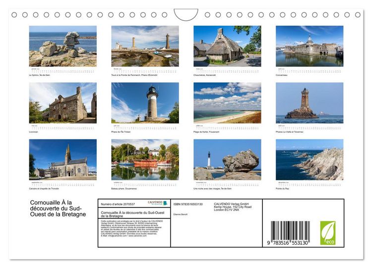 Produktbild: Cornouaille &Agrave; la d&eacute;couverte du Sud-Ouest de la Bretagne (Calendrier mural 2026 DIN A4 vertical), CALVENDO calendrier mensuel