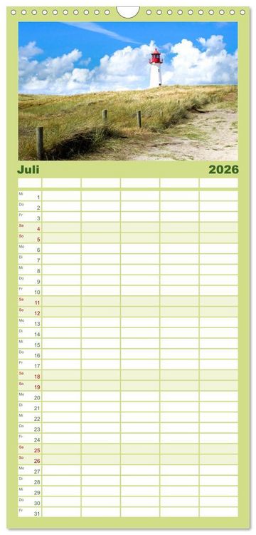 Produktbild: Familienplaner 2026 - Sylt mein Inselblick mit 5 Spalten (Wandkalender, 21 x 45 cm) CALVENDO