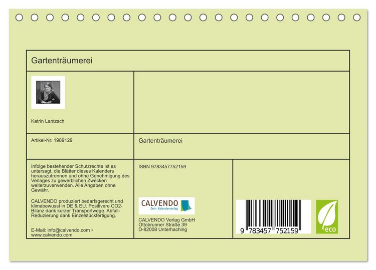 Produktbild: Gartentr&auml;umerei (Tischkalender 2026 DIN A5 quer), CALVENDO Monatskalender