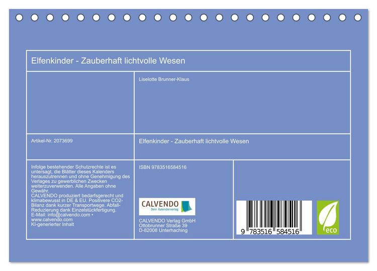 Produktbild: Elfenkinder - Zauberhaft lichtvolle Wesen (Tischkalender 2026 DIN A5 quer), CALVENDO Monatskalender