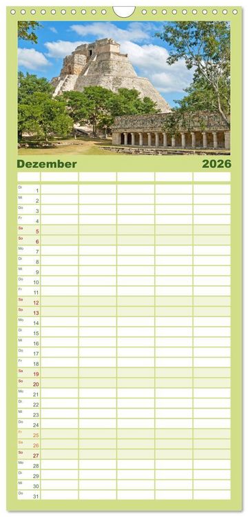 Produktbild: Familienplaner 2026 - Alte Kulturen Mittel- und S&uuml;damerikas: Versunkene Welten mit 5 Spalten (Wandkalender, 21 x 45 cm) CALVENDO