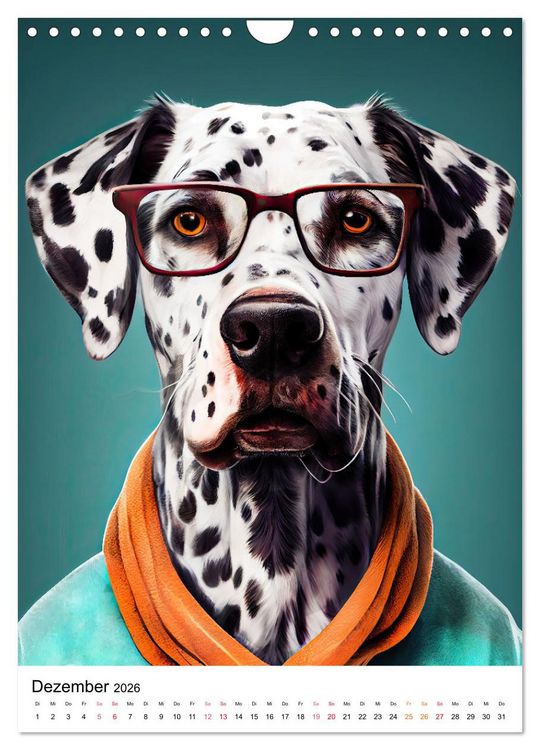Produktbild: Hunde im Hipster Stil (Wandkalender 2026 DIN A4 hoch), CALVENDO Monatskalender