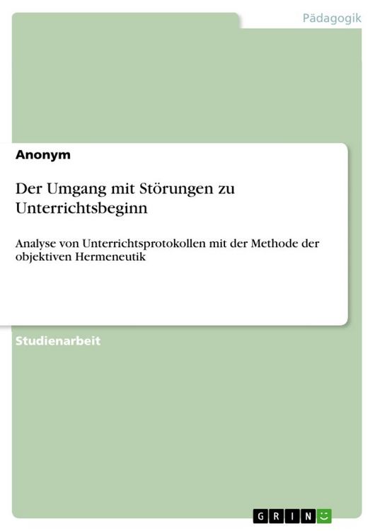 Produktbild: Der Umgang mit St&ouml;rungen zu Unterrichtsbeginn