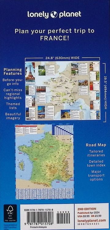 Produktbild: Lonely Planet France Planning Map