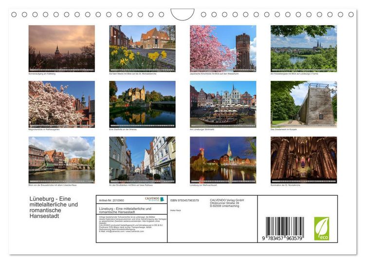 Produktbild: L&uuml;neburg - Eine mittelalterliche und romantische Hansestadt (Wandkalender 2026 DIN A4 quer), CALVENDO Monatskalender