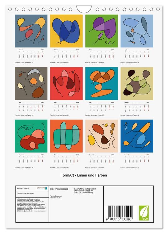 Produktbild: FormArt - Linien und Farben (Wandkalender 2026 DIN A4 hoch), CALVENDO Monatskalender