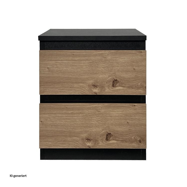Produktbild: HTI-Living Nachtkommode 2er Set Schwarz-Artisaneiche 2 grifflosen Schubladen Nachtschrank Nachttisch