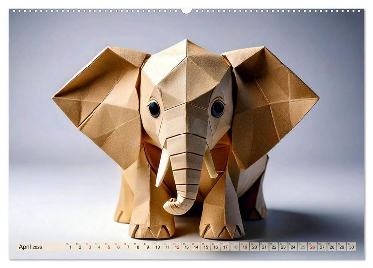 Produktbild: Wilde Origami Tiere (Wandkalender 2026 DIN A2 quer), CALVENDO Monatskalender