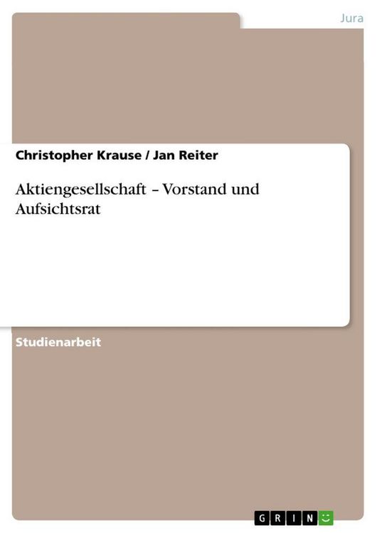 Produktbild: Aktiengesellschaft - Vorstand und Aufsichtsrat