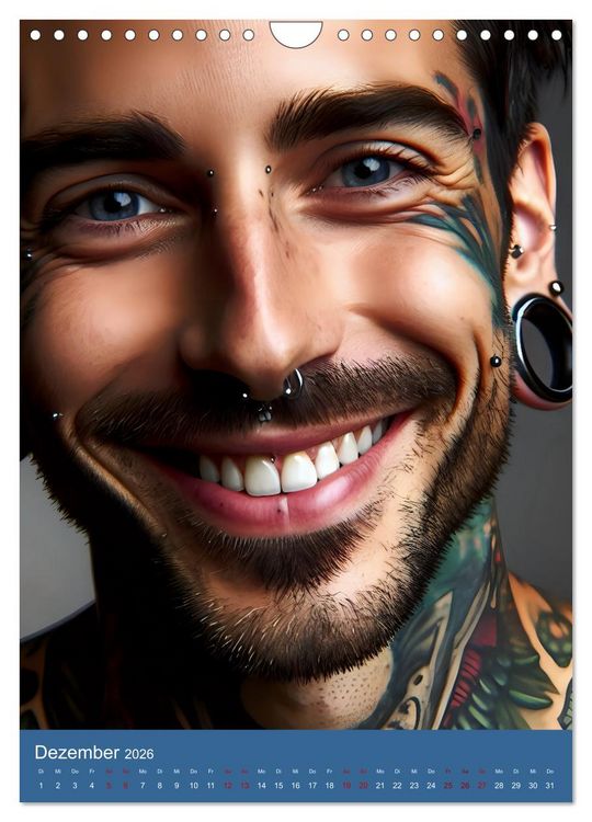 Produktbild: Tattoo und Piercing Men (Wandkalender 2026 DIN A4 hoch), CALVENDO Monatskalender