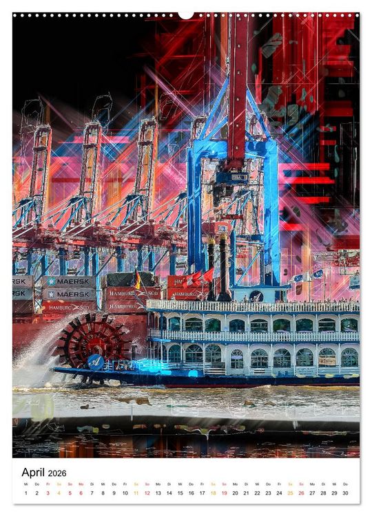 Produktbild: Hamburg bunte Stadt (Wandkalender 2026 DIN A2 hoch), CALVENDO Monatskalender