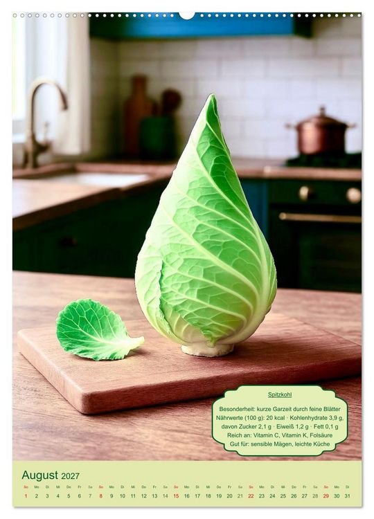 Produktbild: K&ouml;stlicher Kohl (Wandkalender 2027 DIN A2 hoch), CALVENDO Monatskalender