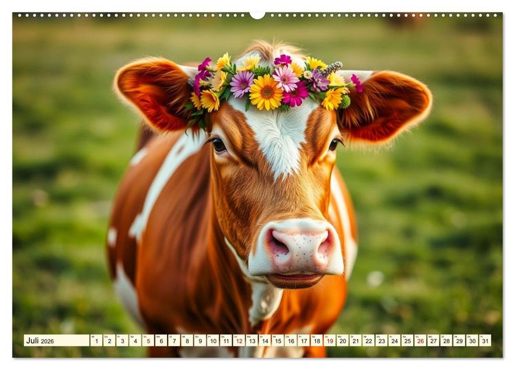 Produktbild: Zauberhaft geschm&uuml;cktes Milchvieh (hochwertiger Premium Wandkalender 2026 DIN A2 quer), Kunstdruck in Hochglanz
