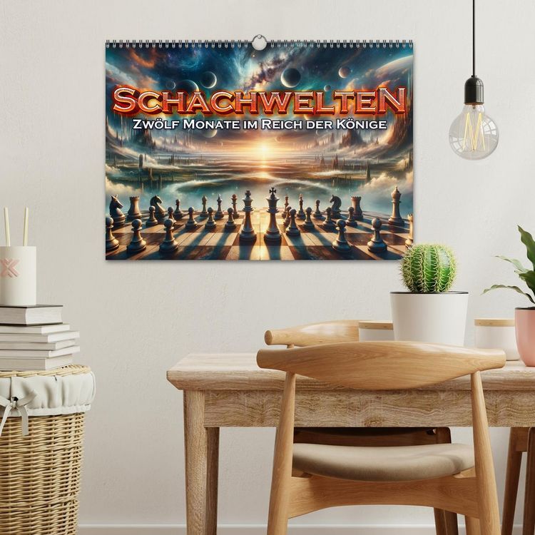 Produktbild: Schachwelten: Zw&ouml;lf Monate im Reich der K&ouml;nige (Wandkalender 2026 DIN A3 quer), CALVENDO Monatskalender