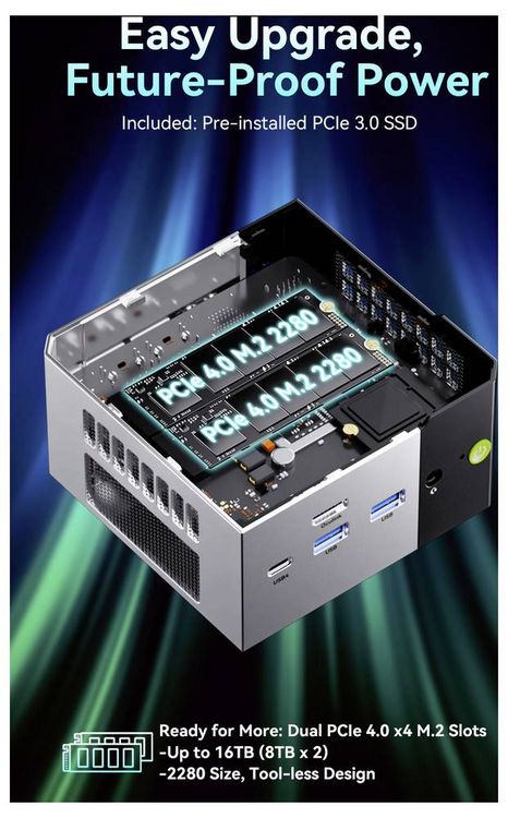Produktbild: GMKtec Mini PC Nucbox M8 AMD Ryzen 5 Pro 6650H 4.5 GHz 16 GB RAM 512 GB SSD AMD Radeon&trade; 660M Win 11 Pro M8