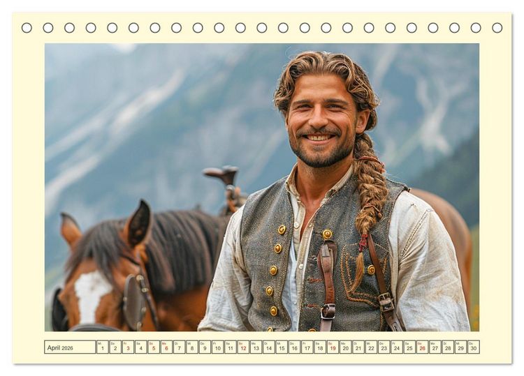 Produktbild: Leben auf der Alm. Junge M&auml;nner im Einklang mit der Natur (Tischkalender 2026 DIN A5 quer), CALVENDO Monatskalender