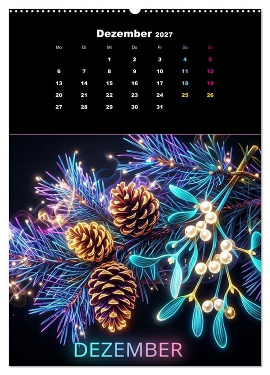 Produktbild: Neon Botanicals - Flora im Lichtrausch (hochwertiger Premium Wandkalender 2027 DIN A2 hoch), Kunstdruck in Hochglanz