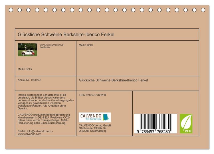 Produktbild: Gl&uuml;ckliche Schweine Berkshire-Iberico Ferkel (Tischkalender 2026 DIN A5 quer), CALVENDO Monatskalender