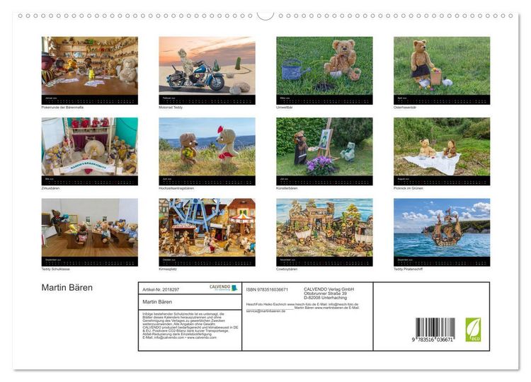 Produktbild: Martin B&auml;ren (hochwertiger Premium Wandkalender 2026 DIN A2 quer), Kunstdruck in Hochglanz