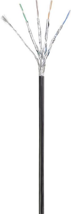 Produktbild: Renkforce RF-4673690 RJ45 Patchkabel CAT 6a S/FTP 5.00m Schwarz UV-Best&auml;ndig 1St.