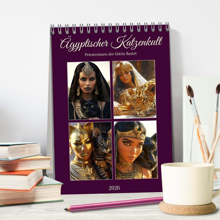 Produktbild: &Auml;gyptischer Katzenkult. Priesterinnen der G&ouml;ttin Bastet (Tischkalender 2026 DIN A5 hoch), CALVENDO Monatskalender
