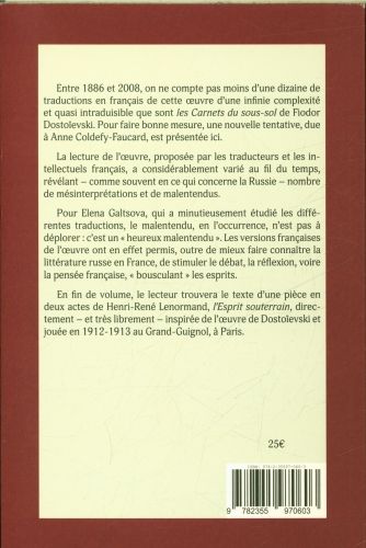 Produktbild: La r&eacute;ception en France des Carnets du sous-sol de Fiodor Dosto&iuml;evski