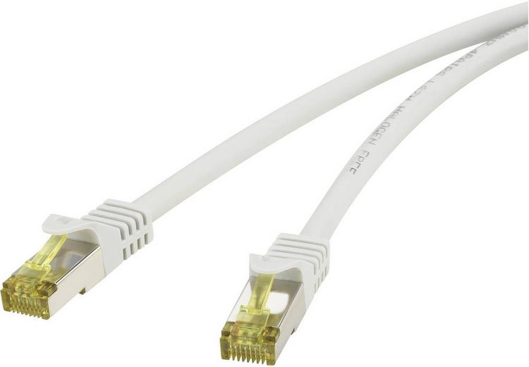 Produktbild: Renkforce RF-4149858 RJ45 Patchkabel CAT 6a (Rohkabel CAT 7) S/FTP 0.25 m Grau mit Rastnasenschutz, Flammwidrig 1 St.