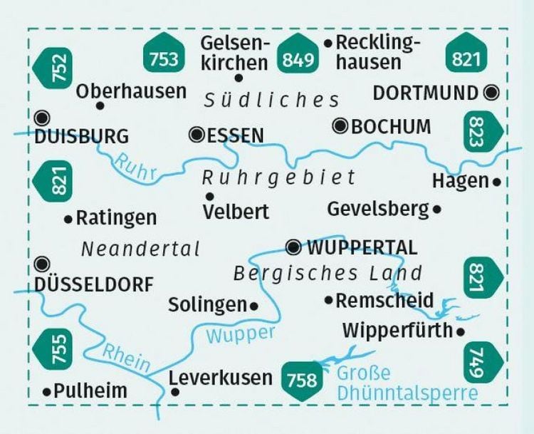 Produktbild: KOMPASS Wanderkarte 756 S&uuml;dliches Ruhrgebiet, Neandertal, Bergisches Land 1:50.000