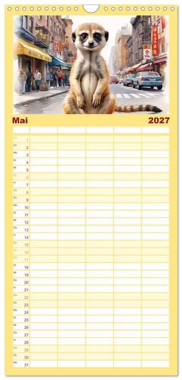 Produktbild: Familienplaner 2027 - Erdm&auml;nnchen in New York City mit 5 Spalten (Wandkalender, 21 x 45 cm) CALVENDO