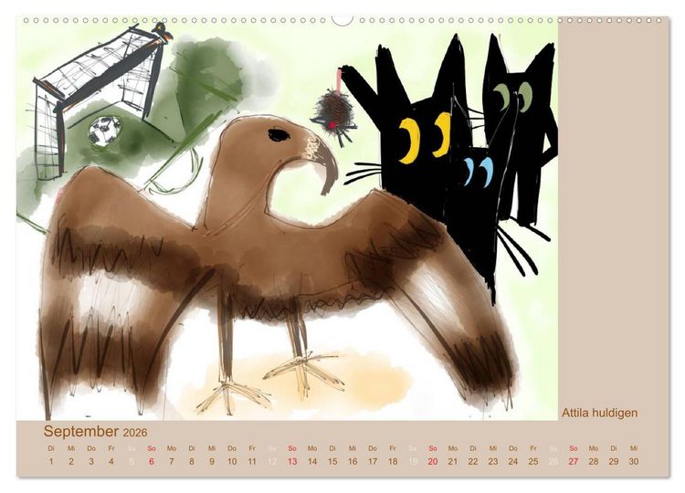 Produktbild: Frau Kami Katze entdeckt Frankfurt am Main (Wandkalender 2026 DIN A2 quer), CALVENDO Monatskalender