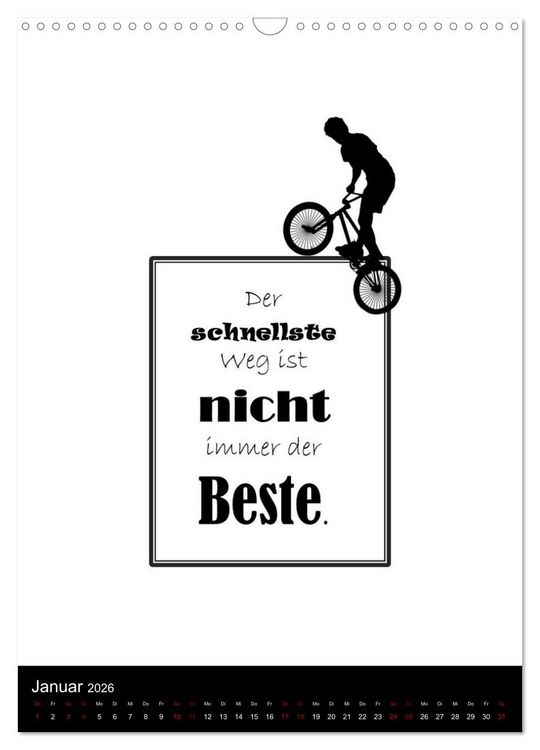 Produktbild: Markante, freche Spr&uuml;che rund ums Radfahren (Wandkalender 2026 DIN A3 hoch), CALVENDO Monatskalender