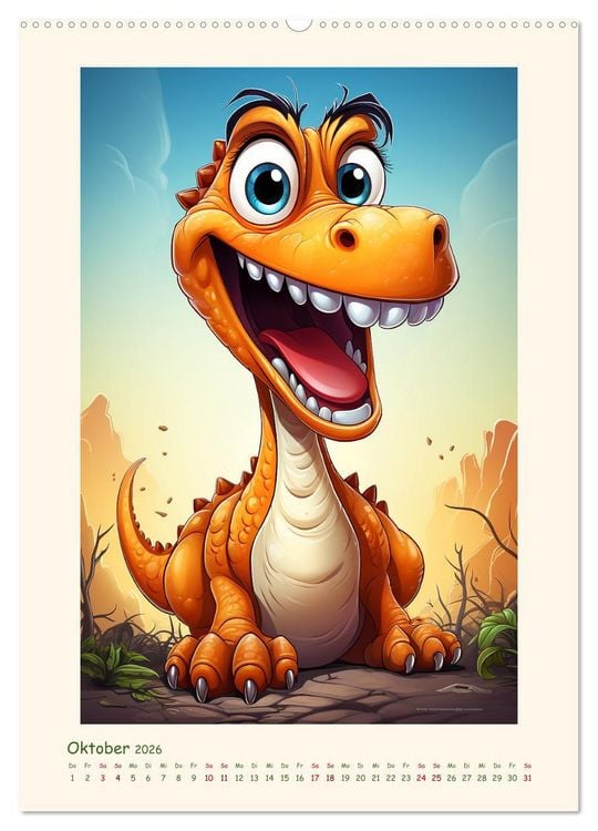 Produktbild: Happy Dinos (Wandkalender 2026 DIN A2 hoch), CALVENDO Monatskalender