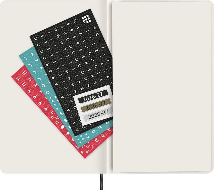 Produktbild: Moleskine 18 Monate Wochenkalender 2026/2027, L/A5, 1 Wo = 1 Seite, Rechts Linierte Seite, Weicher Einband, Schwarz