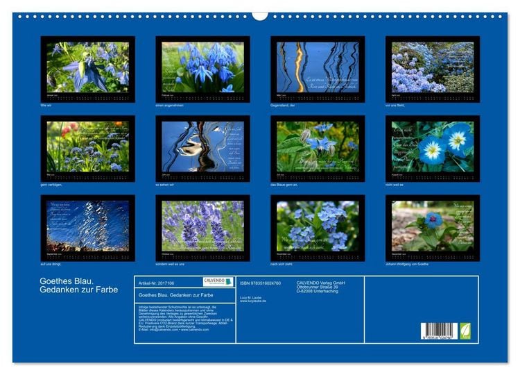 Produktbild: Goethes Blau. Gedanken zur Farbe (Wandkalender 2026 DIN A2 quer), CALVENDO Monatskalender