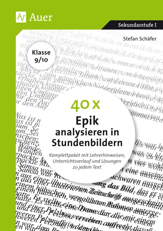 Produktbild: 40 x Epik analysieren in Stundenbildern 9-10