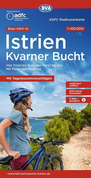 Produktbild: BVA ADFC Radtourenkarte Istrien Kvarner Bucht, mit Tagestourenvorschl&auml;gen, 1:100.000