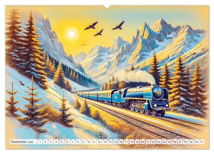 Produktbild: Faszination Eisenbahn - Lokomotiven und Landschaften der Welt (hochwertiger Premium Wandkalender 2026 DIN A2 quer), Kunstdruck in Hochglanz
