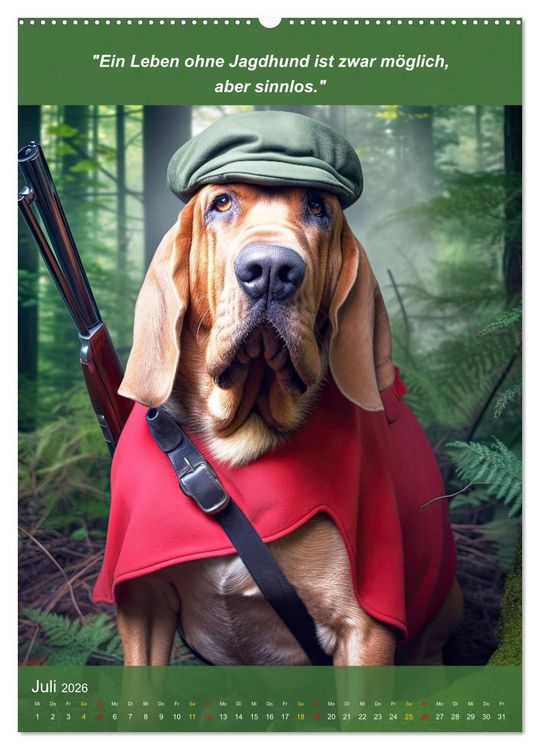Produktbild: Lustige Jagdhunde mit J&auml;gerlatein (hochwertiger Premium Wandkalender 2026 DIN A2 hoch), Kunstdruck in Hochglanz