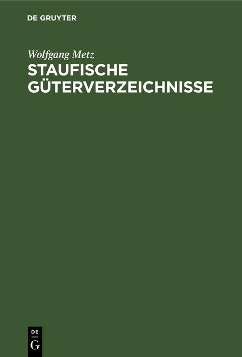 Produktbild: Staufische G&uuml;terverzeichnisse