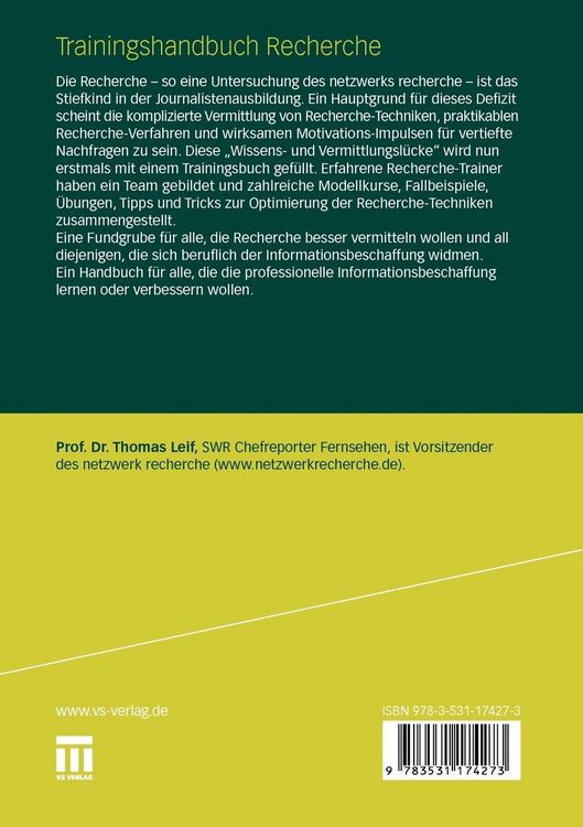 Produktbild: Trainingshandbuch Recherche
