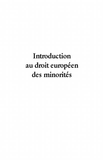 Produktbild: Introduction au droit europeen des minorites