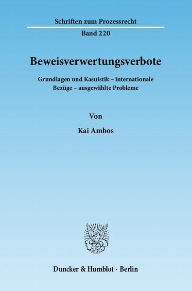 Produktbild: Beweisverwertungsverbote.