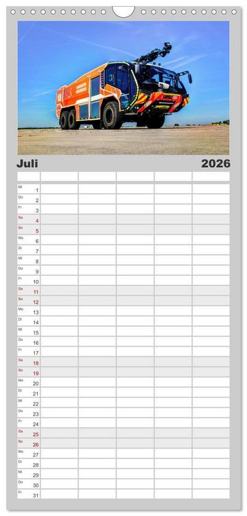 Produktbild: Familienplaner 2026 - Feuerwehrfahrzeuge mit 5 Spalten (Wandkalender, 21 x 45 cm) CALVENDO