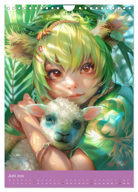 Produktbild: Manga Kinder - Unersch&uuml;tterliche Tierliebe (Wandkalender 2026 DIN A4 hoch), CALVENDO Monatskalender