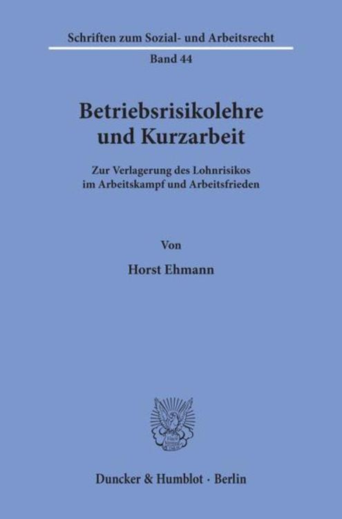 Produktbild: Betriebsrisikolehre und Kurzarbeit.