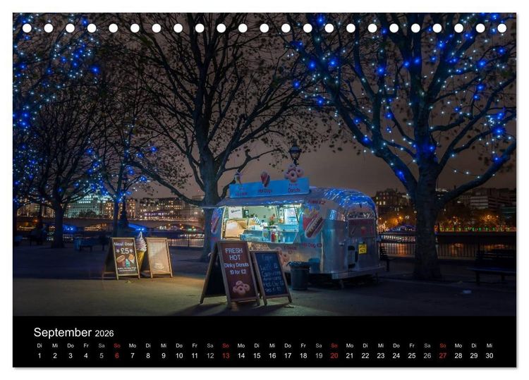 Produktbild: London - Nachts an der Themse (Tischkalender 2026 DIN A5 quer), CALVENDO Monatskalender