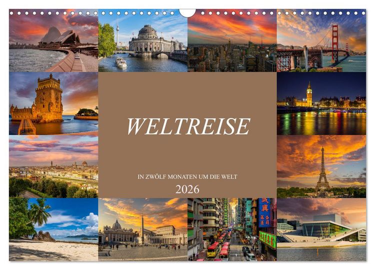 Produktbild: Weltreise - In zw&ouml;lf Monaten um die Welt (Wandkalender 2026 DIN A3 quer), CALVENDO Monatskalender